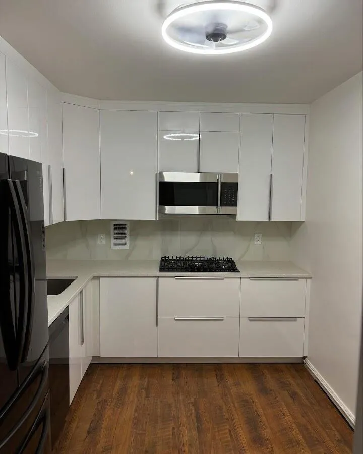 Renovated kitchen with quartz countertops in Elburn